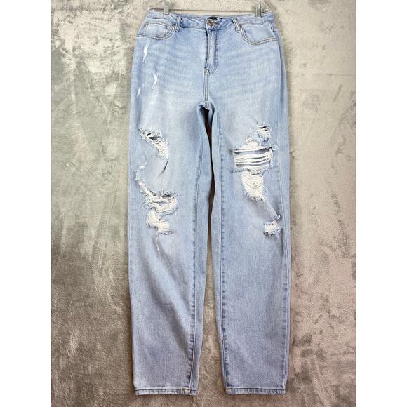 Fashion Nova Better Than Your Last Ripped Straight Leg Jeans 14 Grunge High Rise - Picture 1 of 16